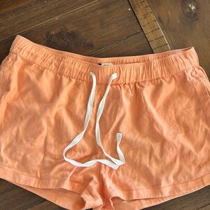Roxy Coral Canvas Shorts with White Drawstring